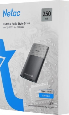 Накопитель SSD Netac USB-C 250GB NT01Z9-250G-32BK