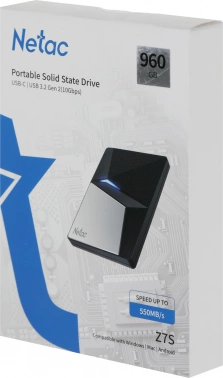 Накопитель SSD Netac USB-C 960Gb NT01Z7S-960G-32BK