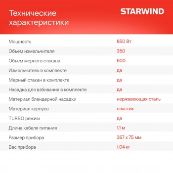 Блендер погружной Starwind SBP2200