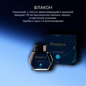 Флакон с чернилами Waterman (S0110810) Inspired Blue чернила 50мл для ручек перьевых