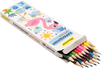 Карандаши цв. Silwerhof Веселые друзья 2.65мм шестигран. дерево ассорти 18цв. коробка/европод.