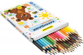 Карандаши цв. Silwerhof Веселые друзья 2.65мм шестигран. дерево ассорти 36цв. коробка/европод.
