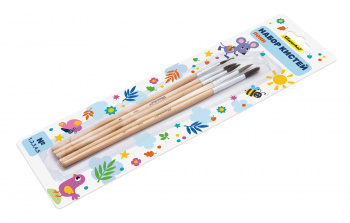 Набор кистей Silwerhof Веселые друзья (наб.5шт) пон.круг.№1-5 дерев.ручка