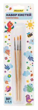 Набор кистей Silwerhof Веселые друзья (наб.3шт) синтетика №2,4,6 дерев.ручка