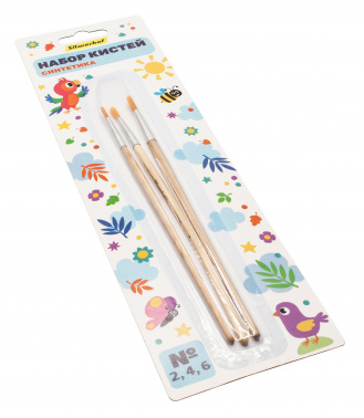 Набор кистей Silwerhof Веселые друзья (наб.3шт) синтетика №2,4,6 дерев.ручка