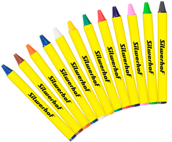 Восковые мелки Silwerhof Монстрики круглые 12цв. дл.89ммд.8мм картон.кор./европод.