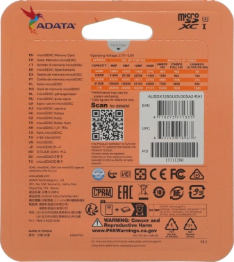 Флеш карта microSDXC 128GB A-Data  AUSDX128GUI3V30SA2-RA1