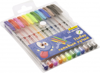 Набор ручек гелев. Silwerhof Монстрики d=1мм блистер (12шт) 12цв.