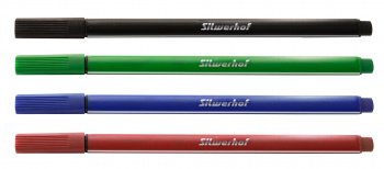 Набор ручек капилляр. Silwerhof ассор. черн. индив. пак.ев. (4шт) игловидный пиш. наконечник линия 0.4мм треугол.