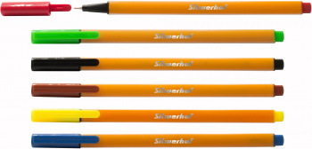 Набор ручек капилляр. Silwerhof ассор. черн. индив. пак.ев. (6шт) игловидный пиш. наконечник линия 0.4мм треугол.