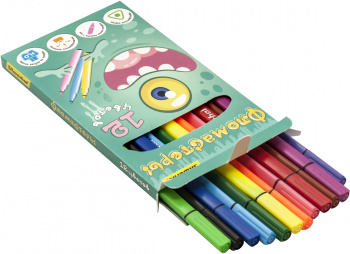 Фломастеры Silwerhof Монстрики 9мм 167мм трехгр. Вентилируемый 12цв.