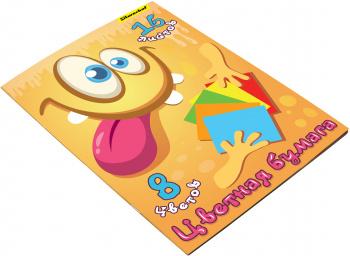 Бумага цветная Silwerhof одност. 16л. 8цв. A4 Монстрики 50г/м2 обл.бум.офсет скрепка