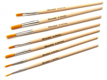 Набор кистей Silwerhof Монстрики (наб.7шт) синт.круг.№1-5/плос.№ 4,6 дерев.лакир.ручка