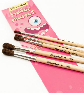 Набор кистей Silwerhof Монстрики (наб.5шт) пон.круг.№1-5 дерев.лакир.ручка