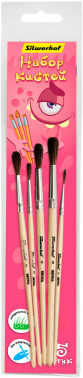 Набор кистей Silwerhof Монстрики белка имит. (наб.5шт) круглая №1-5 дерев.ручка