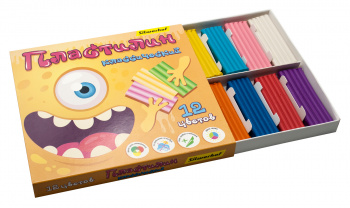 Пластилин Silwerhof Монстрики 12цв. 240гр. стек 1шт картон.кор.