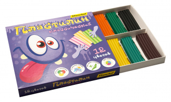 Пластилин Silwerhof Монстрики 12цв. 180гр. стек 1шт картон.кор.