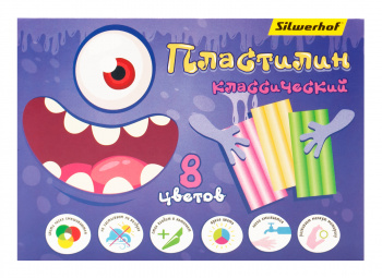Пластилин Silwerhof Монстрики 8цв. 120гр. стек 1шт картон.кор.