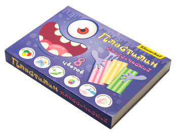 Пластилин Silwerhof Монстрики 8цв. 120гр. стек 1шт картон.кор.