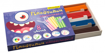 Пластилин Silwerhof Монстрики 8цв. 120гр. стек 1шт картон.кор.