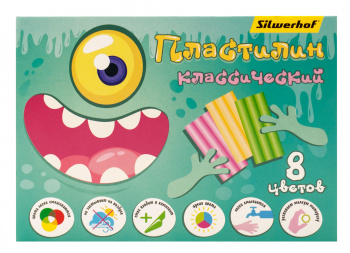 Пластилин Silwerhof Монстрики 8цв. 160гр. стек 1шт картон.кор.
