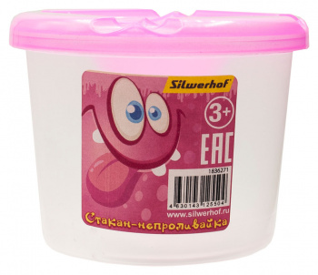Стакан-непроливайка Silwerhof Монстрики одинарный пластик цв.ассорт.