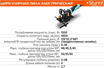 Циркулярная пила (дисковая) Sturm! CS5012MS