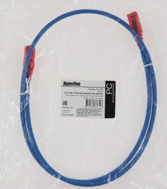 Патч-корд Hyperline PC-LPM-UTP-RJ45-RJ45-C5e-1M-LSZH-BL