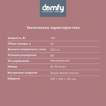 Микроволновая Печь Domfy DSW-MW202