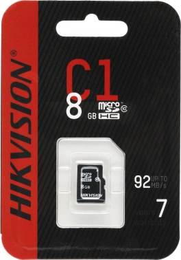 Флеш карта microSDHC 8GB Hikvision  HS-TF-C1(STD)/8G/ZAZ01X00/OD