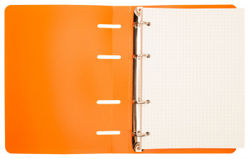 Тетрадь на кольцах Silwerhof 80л. клет. A5 пластик кольца оранжевый