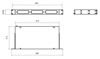 Бокс Hyperline FO-19R-1U-3xSLT-W140H42-24UN-BK