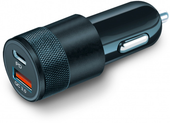 Автомобильное зар./устр. BoraSCO 38W 3A (PD+QC) USB/USB Type-C универсальное черный (50760)