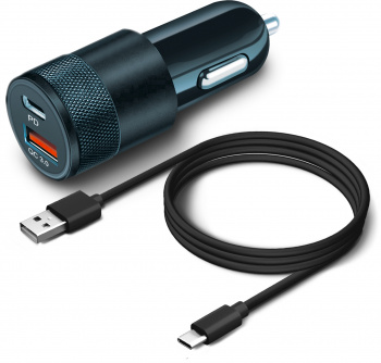 Автомобильное зар./устр. BoraSCO 38W 3A (PD+QC) USB/USB Type-C универсальное черный (50762)