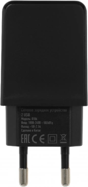 Сетевое зар./устр. BoraSCO 2.1A 2xUSB универсальное черный (20652)