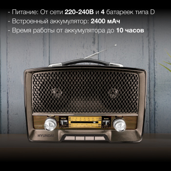 Радиоприемник настольный Hyundai H-PSR156