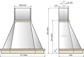 Вытяжка каминная Elikor Камин Грань 90П-650-П3Л