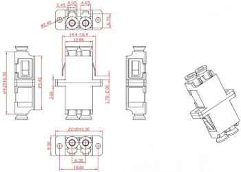 Адаптер Hyperline FA-P11Z-DLC/DLC-N/WH-BL проходнойLC дупл. 9/125 OS1/OS2 син.