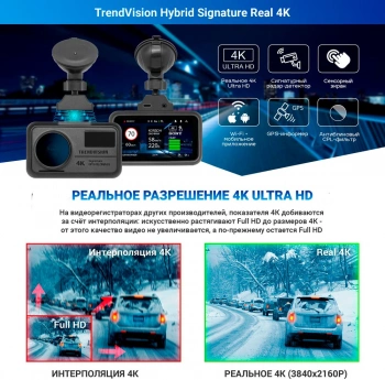 Видеорегистратор с радар-детектором TrendVision Hybrid Signature  Real 4K