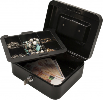 Ящик для денег Silwerhof 90x200x160 черный сталь 0.917кг