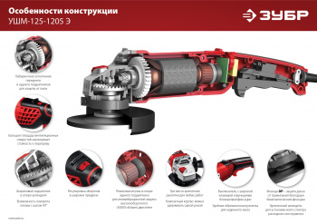 Углошлифовальная машина Зубр Мастер УШМ-125-1205 Э