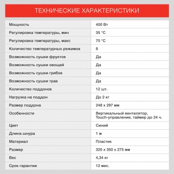 Сушка для фруктов и овощей Starwind SFD9535