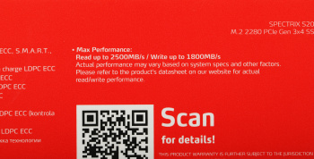 Накопитель SSD A-Data PCIe 3.0 x4 500GB ASPECTRIXS20G-500G-C