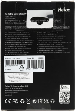 Накопитель SSD Netac USB-C 1TB NT01ZX-001T-32BK