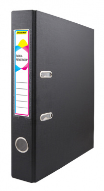 Папка-регистратор Silwerhof A4 50мм ПВХ/бумага черный без. окант. сборная смен.карм. на кор.