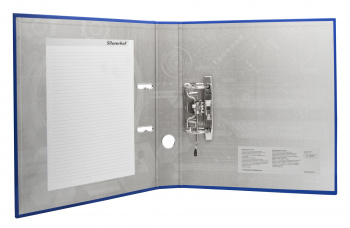 Папка-регистратор Silwerhof A4 75мм ПВХ/бумага синий без. окант. сборная смен.карм. на кор.
