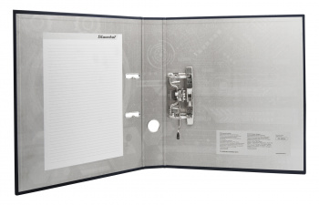 Папка-регистратор Silwerhof A4 75мм ПВХ/бумага черный без. окант. сборная смен.карм. на кор.