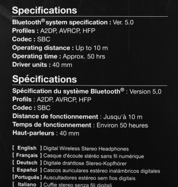 Гарнитура накладные Panasonic RB-HF520BE-K