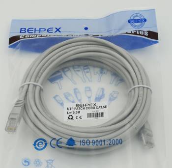 Патч-корд cat.5E stranded molded 10м серый RJ-45 (m)-RJ-45 (m)