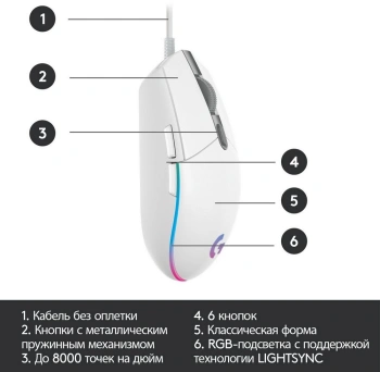 Мышь Logitech G102 LightSync